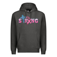 Charcoal Heather strong with cross ribbon Premium Hoodie - HRA Design Shop
