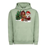 Pigment Oil Green christmas gnomes barnyard Urban Hoodie - FaDigitalArtStudio