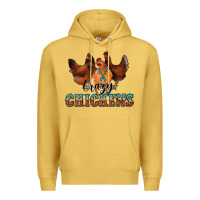 Antique Gold crazychickens Premium Hoodie - CowhideDigitalArt