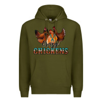 Army Green crazychickens Premium Hoodie - CowhideDigitalArt