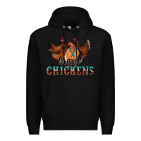 Black crazychickens Premium Hoodie - CowhideDigitalArt