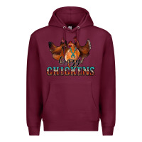 Burgundy crazychickens Premium Hoodie - CowhideDigitalArt