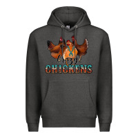Charcoal Heather crazychickens Premium Hoodie - CowhideDigitalArt