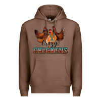 Chestnut crazychickens Premium Hoodie - CowhideDigitalArt