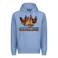 Colony Blue crazychickens Premium Hoodie - CowhideDigitalArt