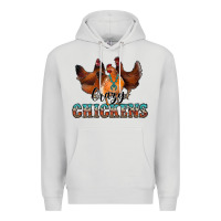 Dove Grey crazychickens Premium Hoodie - CowhideDigitalArt