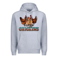 Heather Grey crazychickens Premium Hoodie - CowhideDigitalArt