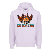 Lilac crazychickens Premium Hoodie - CowhideDigitalArt