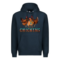 Navy crazychickens Premium Hoodie - CowhideDigitalArt