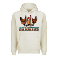 Oatmeal Heather crazychickens Premium Hoodie - CowhideDigitalArt