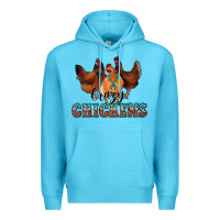 Ocean Blue crazychickens Premium Hoodie - CowhideDigitalArt
