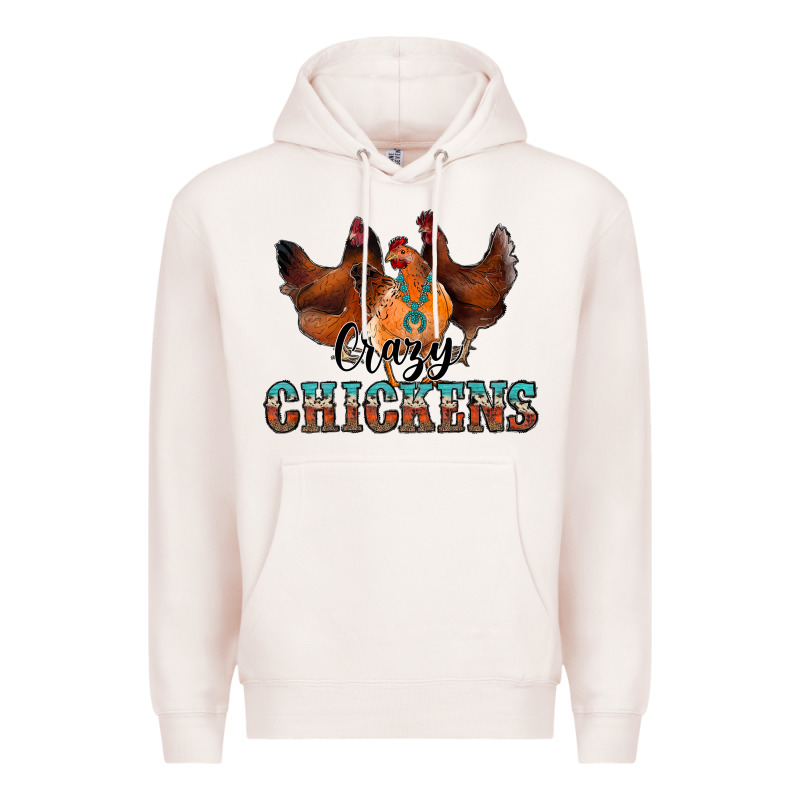Crazychickens Premium Hoodie by CowhideDigitalArt | Teevron