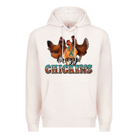 Pale Pink crazychickens Premium Hoodie - CowhideDigitalArt