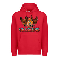 Red crazychickens Premium Hoodie - CowhideDigitalArt