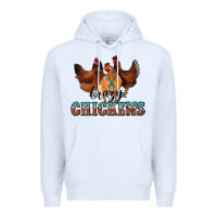 White crazychickens Premium Hoodie - CowhideDigitalArt