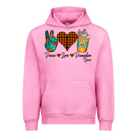 Fuchsia Pink Peace Love Pumpkin Spice Urban Hoodie - CowhideDigitalArt