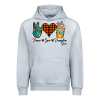 Heather Grey Peace Love Pumpkin Spice Urban Hoodie - CowhideDigitalArt
