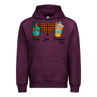 Mauve Wine Peace Love Pumpkin Spice Urban Hoodie - CowhideDigitalArt