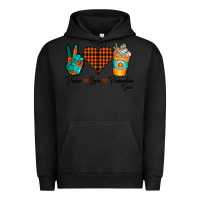 Pigment Black Peace Love Pumpkin Spice Urban Hoodie - CowhideDigitalArt