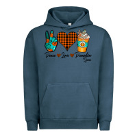 Pigment Midnight Navy Peace Love Pumpkin Spice Urban Hoodie - CowhideDigitalArt