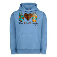 Pigment Pebble Blue Peace Love Pumpkin Spice Urban Hoodie - CowhideDigitalArt