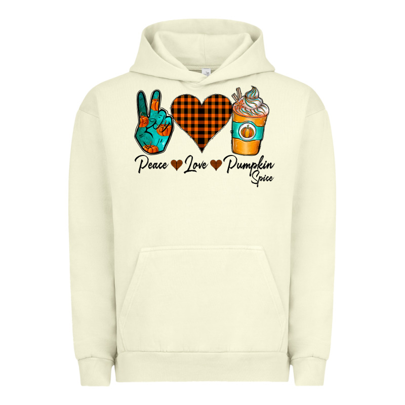 Peace Love Pumpkin Spice Urban Hoodie by CowhideDigitalArt | Teevron
