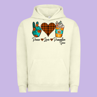 Peace Love Pumpkin Spice Urban Hoodie Designed By Cowhidedigitalart