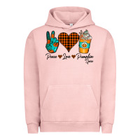 Pigment Salmon Peace Love Pumpkin Spice Urban Hoodie - CowhideDigitalArt