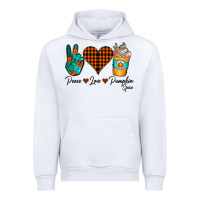 White Peace Love Pumpkin Spice Urban Hoodie - CowhideDigitalArt