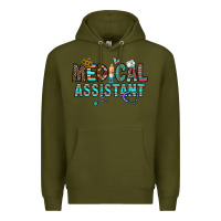 Army Green medical asistant Premium Hoodie - CowhideDigitalArt