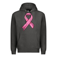 Charcoal Heather pink ribbon Premium Hoodie - HRA Design Shop
