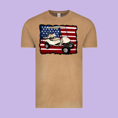 Golf Cart American Flag Vintage Tee Designed By Artiststas