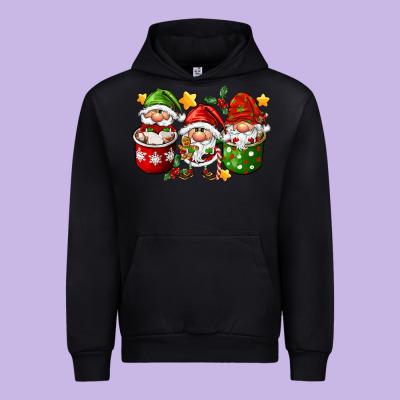 Coffee Cup Santa Gnomies Urban Hoodie Designed By Fadigitalartstudio