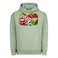 Pigment Oil Green coffee cup santa gnomies Urban Hoodie - FaDigitalArtStudio
