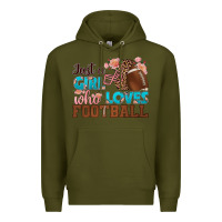 Army Green just a girl who loves football Premium Hoodie - HRA Design Shop