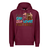 Burgundy just a girl who loves football Premium Hoodie - HRA Design Shop