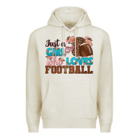 Oatmeal Heather just a girl who loves football Premium Hoodie - HRA Design Shop