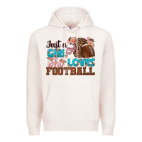Pale Pink just a girl who loves football Premium Hoodie - HRA Design Shop