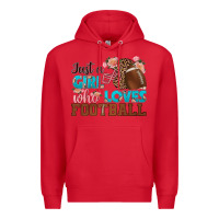 Red just a girl who loves football Premium Hoodie - HRA Design Shop