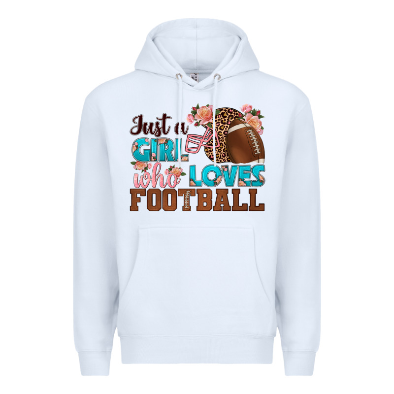 Just A Girl Who Loves Football Premium Hoodie by HRA Design Shop | Teevron