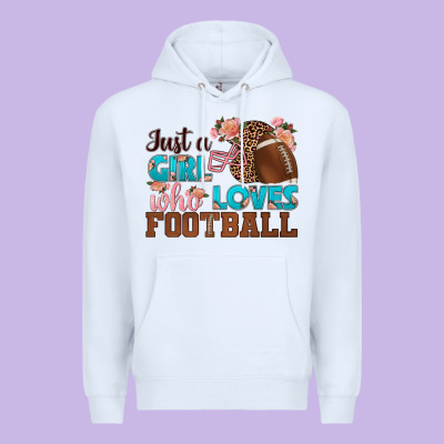 Just A Girl Who Loves Football Premium Hoodie Designed By Hra Design Shop