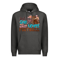 Charcoal Heather just a girl who loves football Premium Hoodie - HRA Design Shop