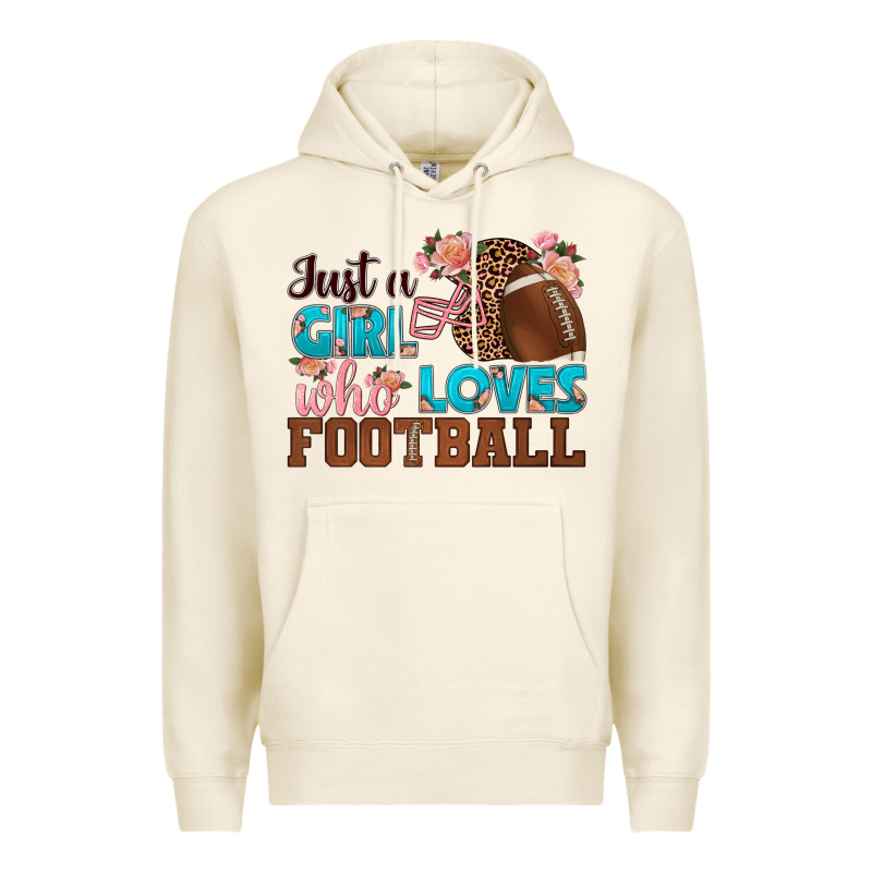 Just A Girl Who Loves Football Premium Hoodie by HRA Design Shop | Teevron