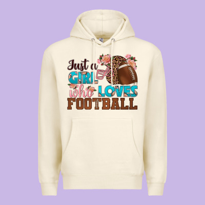Just A Girl Who Loves Football Premium Hoodie Designed By Hra Design Shop