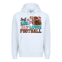White just a girl who loves football Premium Hoodie - HRA Design Shop