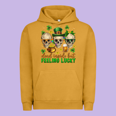 Dead Inside But Feeling Lucky St. Patricks Day Urban Hoodie Designed By Neo Western