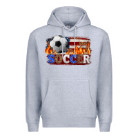 Heather Grey western american flag soccer Premium Hoodie - HRA Design Shop