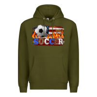 Army Green western american flag soccer Premium Hoodie - HRA Design Shop