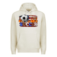 Oatmeal Heather western american flag soccer Premium Hoodie - HRA Design Shop