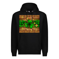 Black St. Patrick's Day shamrock leopard Premium Hoodie - Neo Western